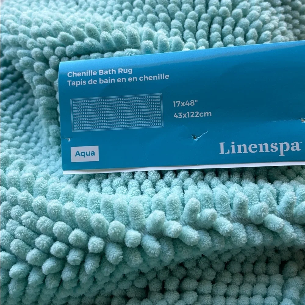 Winston Porter Linenspa Chenille Bath Mat, Aqua, 17